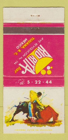 Matchbook Cover - Rio Rita Bar Tijuana Mexico Matador WEAR 30 Strike