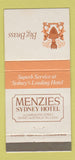 Matchbook Cover - Big Brass Menzies Sydney Hotel Australia WEAR 30 Strike
