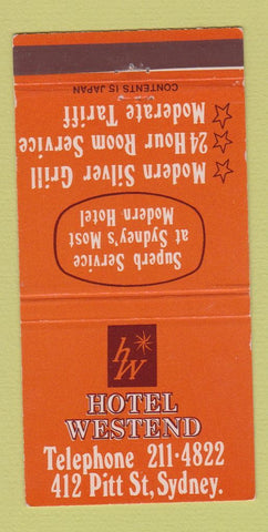 Matchbook Cover - Hotel Westend Sydney Australia 30 Strike