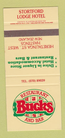 Matchbook Cover - Stortford Lodge Hotel Hastings New Zealand SAMPLE 30 Strike