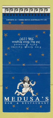 Matchbook Cover - Medusa's Bar Restaurant Brighton Australia SAMPLE 30 Strike