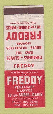 Matchbook Cover - Freddy Perfumes Gloves Paris France WEAR