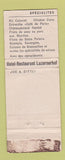 Matchbook Cover - Luzernerhof Lucerne WEAR
