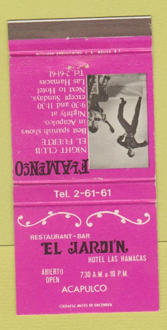 Matchbook Cover - Hotel Las Hamacas El Jardin Acapulco Mexico 30 Strike