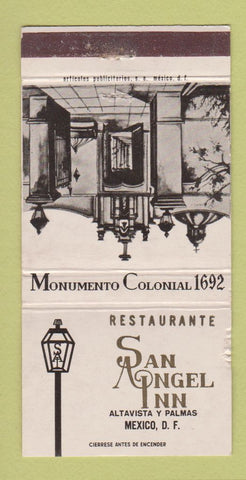 Matchbook Cover - San Angel Inn Mexico DF Altavista Y Palmas WORN 30 Strike