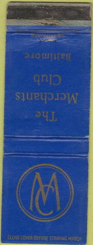 Matchbook Cover - Merchants club of Baltimore MD WORN