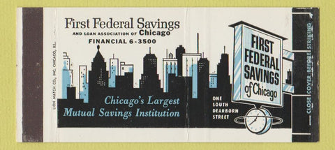Matchbook Cover - First Federal Savings Chicago IL SAMPLE 30 Strike