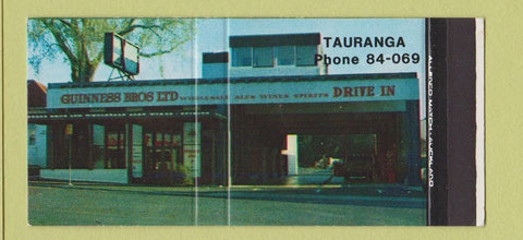 Matchbook Cover - Guinness Bros Liquor Tauranga New Zealand SAMPLE 30 Strike