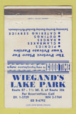 Matchbook Cover - Wiegand's Lake Park  WEAR 40 Strike