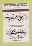 Matchbook Cover - Rugantino Restaurant Toronto ON Italian 40 Strike