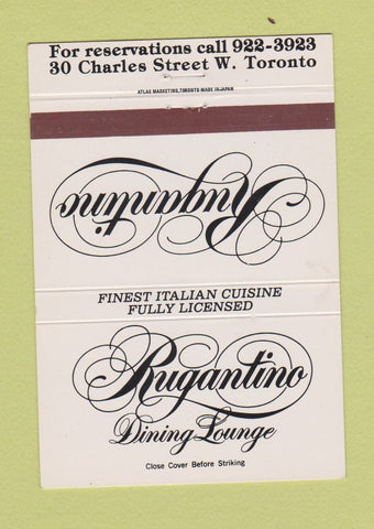 Matchbook Cover - Rugantino Restaurant Toronto ON Italian 40 Strike