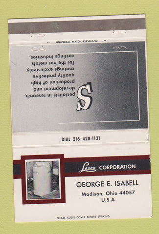 Matchbook Cover - Leeco Corp George Isabell Madison OH metal coatings 40 Strike