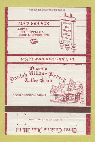 Matchbook Cover - Three Crowns Inn Motel Solvang CA 40 Strike