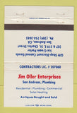 Matchbook Cover - Jim Oller Plumbing San Andreas CA 40 Strike