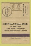 Matchbook Cover - First National Bank Appleton WI WEAR 40 Strike