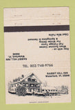 Matchbook Cover - Rabbit Hill Inn Waterford VT 40 Strike
