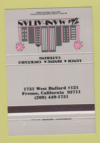 Matchbook Cover - The Manhattan Restaurant Fresno CA 40 Strike