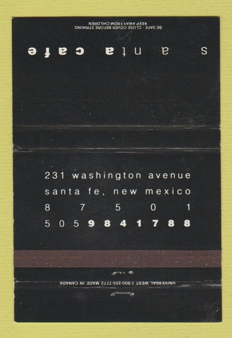 Matchbook Cover - Santa Cafe Sante Fe NM WEAR 40 Strike