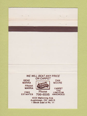 Matchbook Cover - Casual Carpets Austintown OH 40 Strike