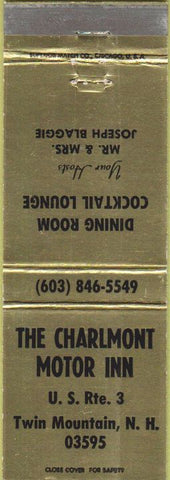 Matchbook Cover - Charlmont Motor Inn Twin Mountain NH