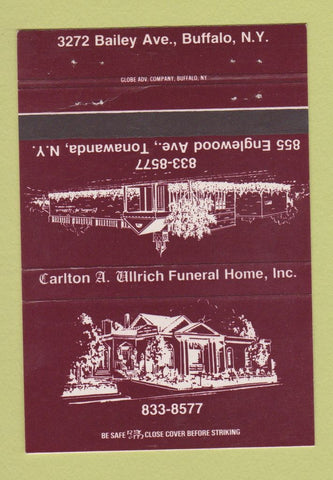 Matchbook Cover - Carlton Ullrich Funeral Home Buffalo NY 40 Strike