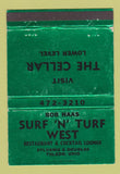 Matchbook Cover Bob Haas Surf n Turf West Restaurant Toledo OH 40 Strike