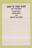 Matchbook Cover Bob Haas Surf n Turf West Restaurant Toledo OH 40 Strike