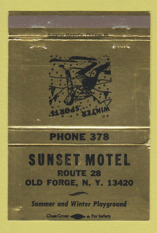 Matchbook Cover - Sunset Motel Old Forge NY WEAR 40 Strike