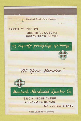 Matchbook Cover - Monarch Hardwood Lumber Chicago IL 40 Strike