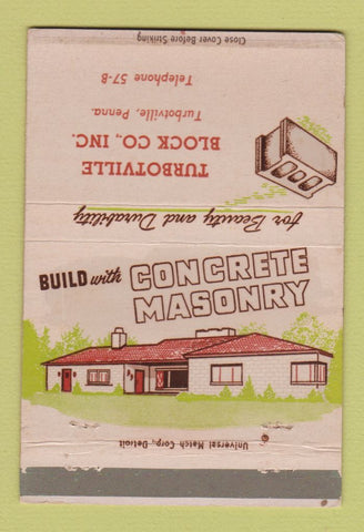 Matchbook Cover - Turbotville Block Company PA 40 Strike