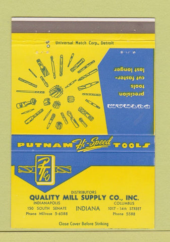 Matchbook Cover - Putnam Tools Indianapolis Columbus IN 40 Strike