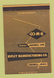 Matchbook Cover - Ripley Manufacturing Crowell MI 40 Strike