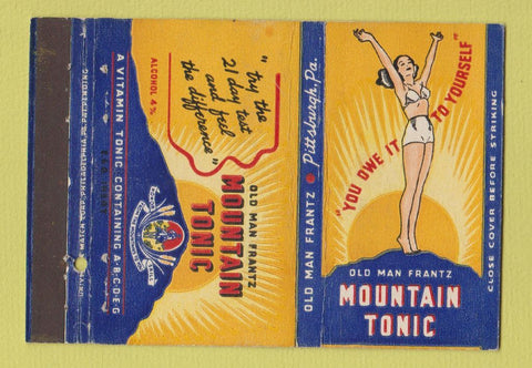 Matchbook Cover - Mountain Tonic Water Pittsburgh PA girlie 40 Strike