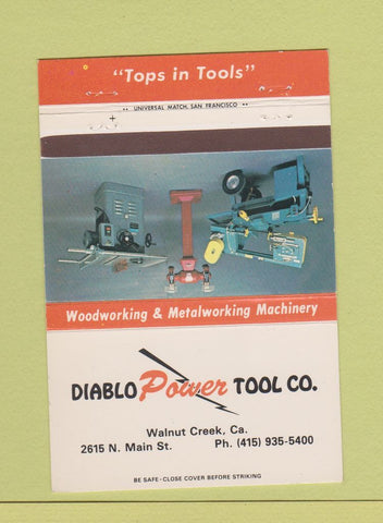 Matchbook Cover - Diablo Power Tool Walnut Creek CA 40 Strike