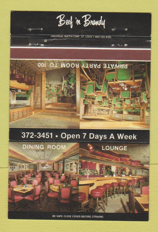 Matchbook Cover - Beef n Brandy Chicago IL 40 Strike