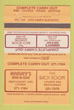 Matchbook Cover - Harvey's BBQ South Euclid OH 40 Strike
