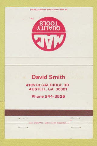 Matchbook Cover - Mac Tools David Smith Austell GA 40 Strike