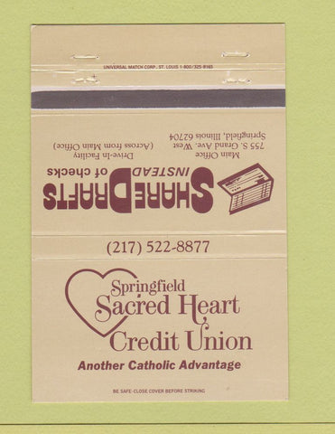 Matchbook Cover - Springfield Sacred Heart Credit Union IL 40 Strike