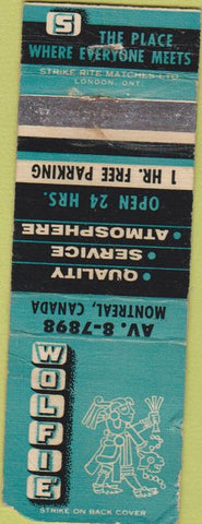 Matchbook Cover - Wolfie restaurant Montreal POOR