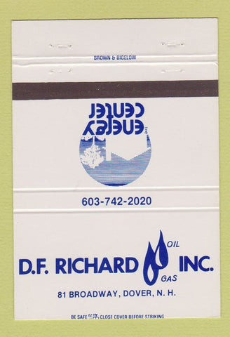 Matchbook Cover - DF Richard oil gas Dover NH 40 Strike
