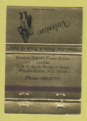 Matchbook Cover - Valentino Italian Restaurant Winston Salem NC 40 Strike