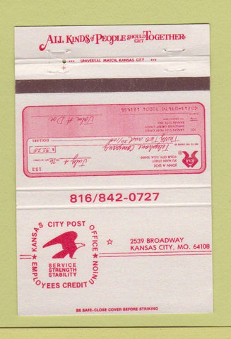 Matchbook Cover - Kansas City Post Office Credit Union MO 40 Strike