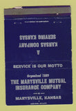 Matchbook Cover - Marysville Mutual Insurance KS WORN 40 Strike