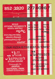 Matchbook Cover - Villa Karouzo's Steak House Calgary AB Pizza 40 Strike