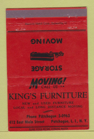 Matchbook Cover - King's Furniture Patchogue LI NY WEAR 40 Strike