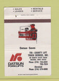 Matchbook Cover - Datsun Forklifts Medina OH WEAR 40 Strike