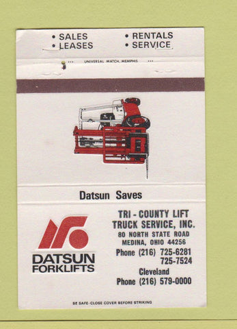 Matchbook Cover - Datsun Forklifts Medina OH WEAR 40 Strike