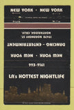 Matchbook Cover - New York New York Club Northridge CA 40 Strike
