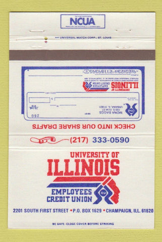 Matchbook Cover - University of Illinois Credit Union Champaign IL 40 Strike