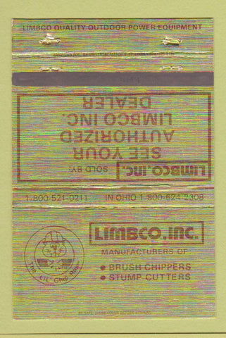 Matchbook Cover - Limbco Brush Stump Cutters chippers 40 Strike